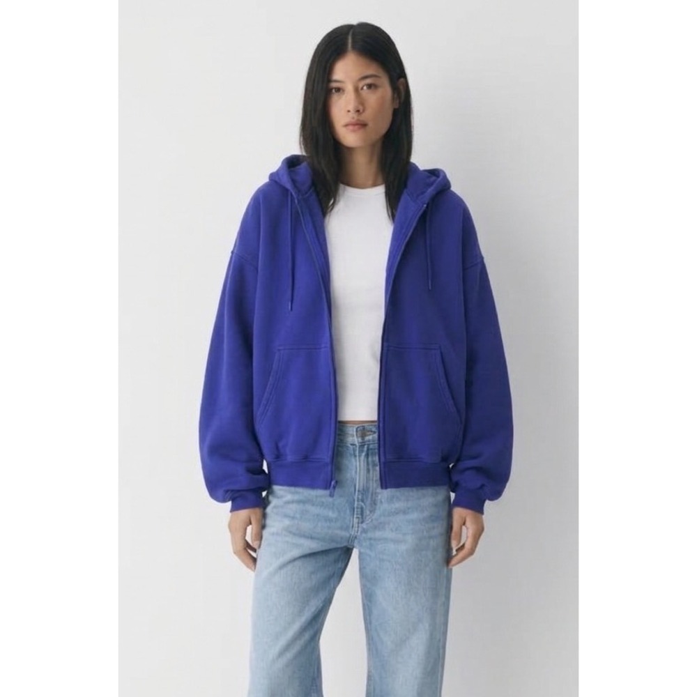 Aritzia Cozy Sweatfleece Mega Zip Hoodie Blue Purple M Oversized Fit Streetwear